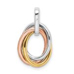 14k Tri-color 1/6 carat Diamond Three Oval Dangle Pendant - Image 3