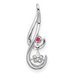 14k White Gold 6-7mm Round White Freshwater Cultured Pearl/Ruby/Diamond Slide Fits up to 4mm Fancy Omega Only - Image 4