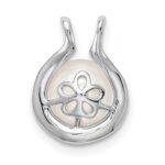 14k White Gold 7-8mm Round White Freshwater Cultured Pearl and Diamond Chain Slide - Image 4