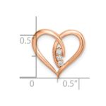 14k Rose Gold Diamond Polished 3-Stone Heart Chain Slide - Image 2
