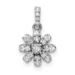 14k White Gold Polished 1/6 carat Diamond Flower Pendant