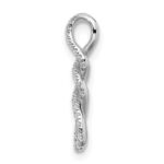 14k White Gold 1/8 carat Diamond Fancy Twist Chain Slide - Image 2