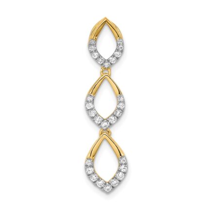 14k Polished 1/4 carat Diamond Triple Oval Chain Slide