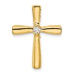 14k Polished 1/10 carat Diamond Cross Chain Slide
