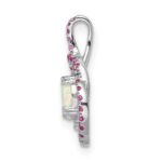 14k White Gold Pink Tourmaline/Opal/Diamond Chain Slide - Image 2