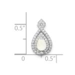 14k White Gold Polished Pear Opal and Diamond Chain Slide - Image 3