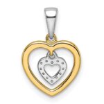 14k Two-tone Heart Dangle Diamond Pendant - Image 4