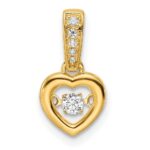 14k 1/10 carat Diamond Heart with Vibrant Moving Center Pendant
