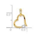 14k Two-tone Polished Diamond Heart Pendant - Image 3