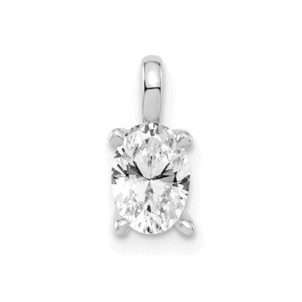 14k White Gold 1/2 carat Lab Grown Diamond VS/SI+ G+ Complete Oval Solitaire Pendant