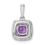 14k White Gold 1/4 carat Lab Grown Diamond VS/SI+ G+ February Birthstone Amethyst Halo Pendant - Image 3
