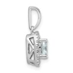14k White Gold 1/4 carat Lab Grown Diamond VS/SI+ G+ March Birthstone Aquamarine Halo Pendant - Image 2