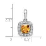 14k White Gold 1/4 carat Lab Grown Diamond VS/SI+ G+ November Birthstone Citrine Halo Pendant - Image 4