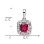 14k White Gold 1/4 carat Lab Grown Diamond VS/SI+ G+ July Birthstone Lab Created Ruby Halo Pendant - Image 4