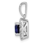 14k White Gold 1/4 carat Lab Grown Diamond VS/SI+ G+ September Birthstone Lab Created Blue Sapphire Halo Pendant - Image 2