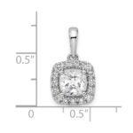 14k White Gold 1/4 carat Lab Grown Diamond VS/SI+ G+ April Birthstone White Sapphire Halo Pendant - Image 4