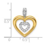 14k Two-tone 1/6 carat Lab Grown Diamond VS/SI+ G+ Complete Dangle Double Heart Pendant - Image 4