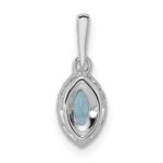 14k White Gold 1/10 carat Lab Grown Diamond VS/SI+ G+ and Aquamarine March Birthstone Pendant - Image 3