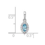 14k White Gold 1/10 carat Lab Grown Diamond VS/SI+ G+ and Aquamarine March Birthstone Pendant - Image 4