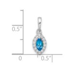 14k White Gold 1/10 carat Lab Grown Diamond VS/SI+ G+ and Blue Topaz December Birthstone Pendant - Image 4