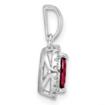 14k White Gold 1/10 carat Lab Grown Diamond VS/SI+ G+ and Lab Created Ruby July Birthstone Pendant - Image 2