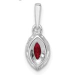 14k White Gold 1/10 carat Lab Grown Diamond VS/SI+ G+ and Lab Created Ruby July Birthstone Pendant - Image 3