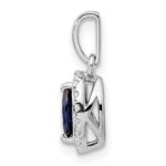 14k White Gold 1/10 carat Lab Grown Diamond VS/SI+ G+ and Lab Created Blue Sapphire September Birthstone Pendant - Image 2