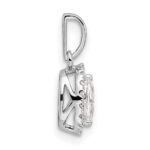 14k White Gold 1/10 carat Lab Grown Diamond VS/SI+ G+ and White Sapphire April Birthstone Pendant - Image 2