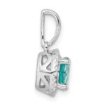 Pure Serenity 14k White Gold 1/10 carat Lab Grown Diamond VS/SI+ G+ and Lab Created Paraiba Halo Pendant - Image 2