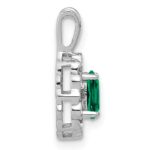 14k White Gold 1/10 carat Lab Grown Diamond VS/SI+ G+ and Lab Created Emerald Pendant - Image 2