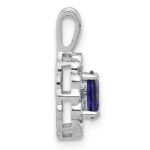 14k White Gold 1/10 carat Lab Grown Diamond VS/SI+ G+ and Lab Created Blue Sapphire Pendant - Image 2