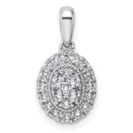 14k White Gold 3/8 carat Lab Grown Diamond VS/SI Oval Halo Pendant