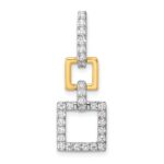 14k Two-Tone 1/2 carat Lab Grown Diamond VS/SI+ G+ Dangle Square Chain Slide Pendant