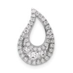 14k White Gold 1/2 carat Lab Grown Diamond VS/SI+ G+ Complete Teardrop Cluster Chain Slide Pendant