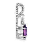 14K White Gold Diamond and 7x5 Oval February/Amethyst Twisted Chain Slide - Image 2