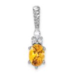 14K White Gold Diamond and 7x5 Oval November/Citrine Twisted Chain Slide