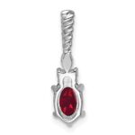 14K White Gold Diamond and 7x5 Oval July/Lab Created Ruby Twisted Chain Slide - Image 3