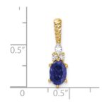 14K Diamond and 7x5 Oval September/Lab Created Sapphire Twisted Chain Slide - Image 4