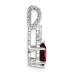 14K White Gold Diamond and 7x5 Oval January/Garnet Twisted Chain Slide - Image 2