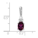 14K White Gold Diamond and 7x5 Oval June/Rhodolite Garnet Twisted Chain Slide - Image 4