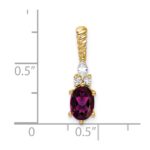 14K Diamond and 7x5 Oval June/Rhodolite Garnet Twisted Chain Slide - Image 4