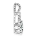 14K White Gold Diamond and 7x5 Oval April/White Topaz Twisted Chain Slide - Image 2