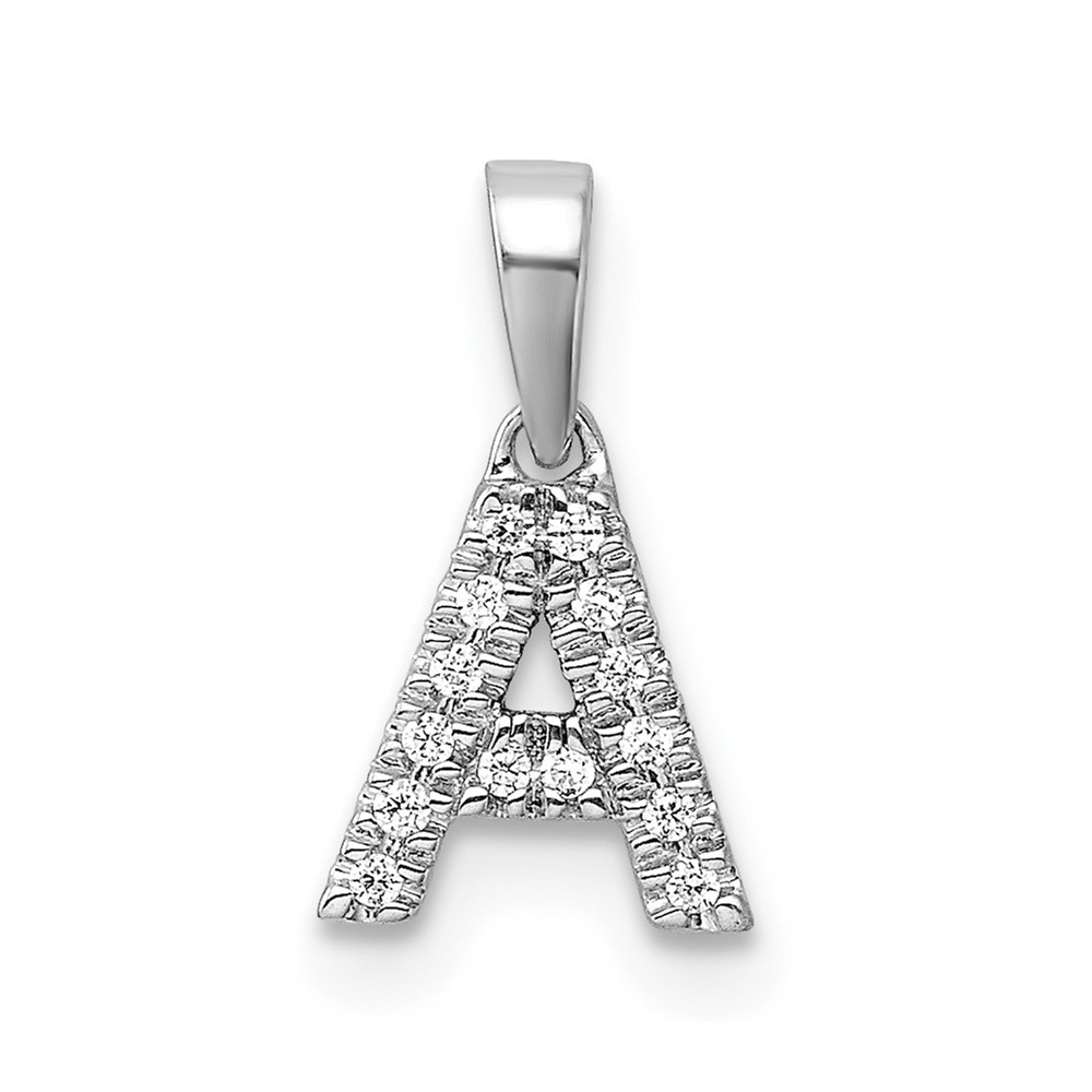 PM9797A-006-WA.jpg 14K White Gold Diamond Letter A Initial with Bail Pendant - Image 1