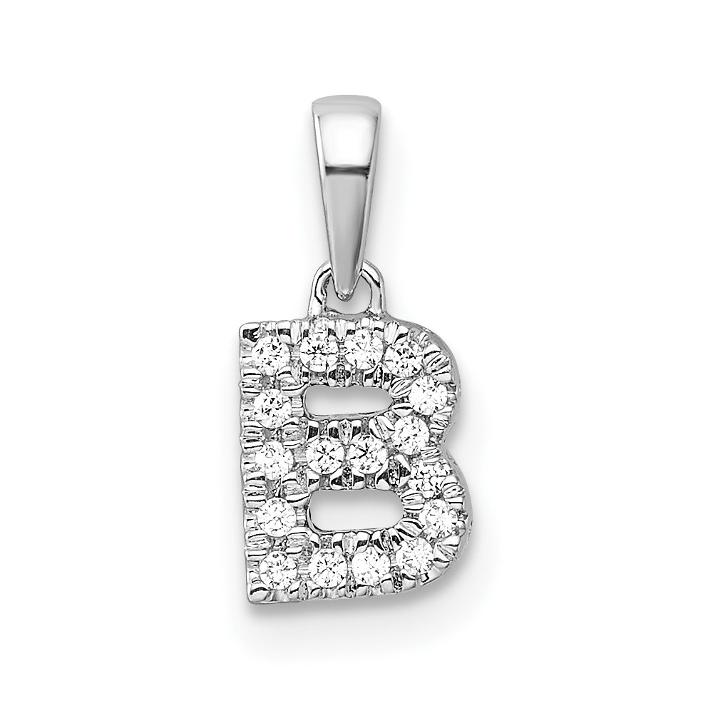 PM9797B-009-WA.jpg 14K White Gold Diamond Letter B Initial with Bail Pendant - Image 1
