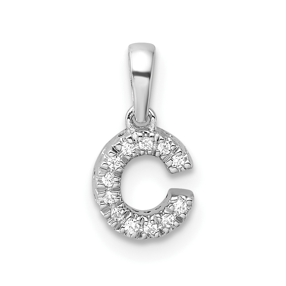 PM9797C-005-WA.jpg 14K White Gold Diamond Letter C Initial with Bail Pendant - Image 1