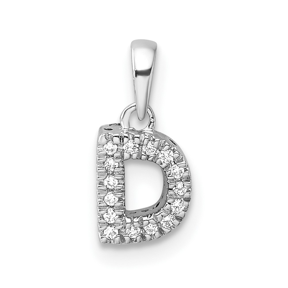 PM9797D-006-WA.jpg 14K White Gold Diamond Letter D Initial with Bail Pendant - Image 1
