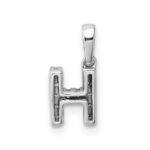 14K  White Gold Diamond Letter H Initial with Bail Pendant - Image 3
