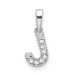 14K  White Gold Diamond Letter J Initial with Bail Pendant
