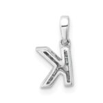 14K  White Gold Diamond Letter K  Initial with Bail Pendant - Image 3