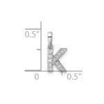 14K  White Gold Diamond Letter K  Initial with Bail Pendant - Image 4